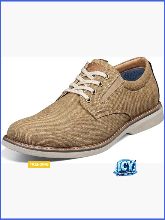 Men\'s Canvas Plain Toe Oxford Lace Up Shoes